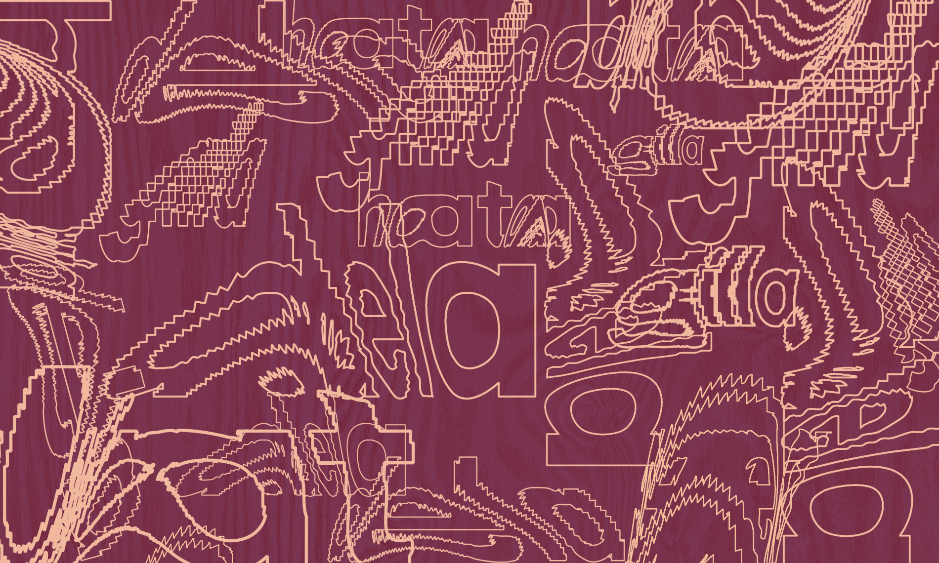 Ett typografiskt mönster som repeterar orden "gilla, dela och hata".